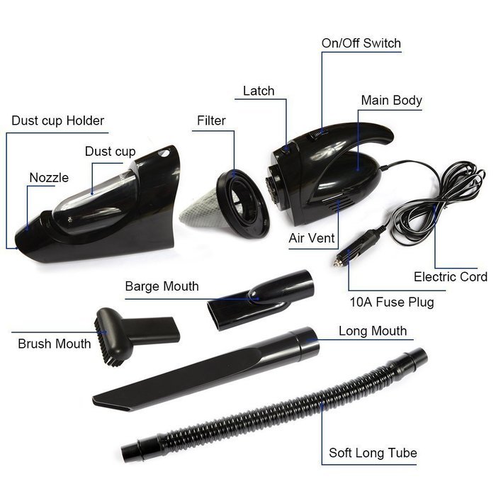 Keynice Car Vacuum Cleaner, Black12V,80W 3 in 1 Multifunctional Cyclonic Dry Auto Vacuum Cleaner Handheld Vacuum... N5
