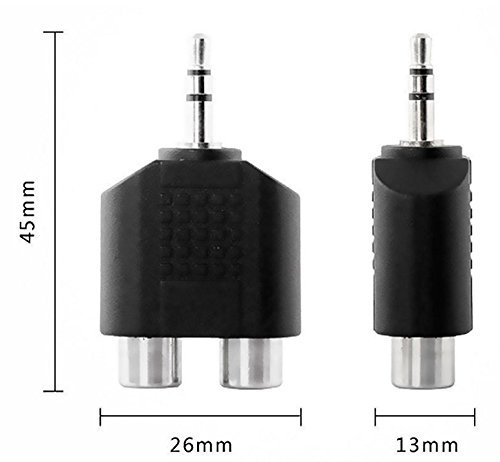 Gold Plated 3.5mm Male Stereo to 2 RCA Female Y Splitter Adapter Plug Converter (2-Pack) - WDLLC N2