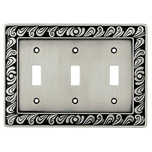 Franklin Brass 64054 Paisley Triple Toggle Switch Wall Plate / Switch Plate / Cover, Brushed Satin Pewter by Franklin...