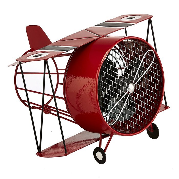 Deco Breeze Red Biplane Figurine Fan