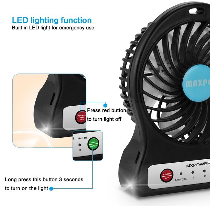 Number-One Portable Mini Fan 3.5-inch 3 Speeds Electric Desktop Fan Rechargeable Battery/ USB Powered Personal... N4