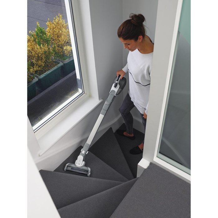 Black+Decker HFEJ415JWMF10 SMARTECH Cordless 16V Lithium 2-N-1 Floor Extension Stick Vacuum - White N6