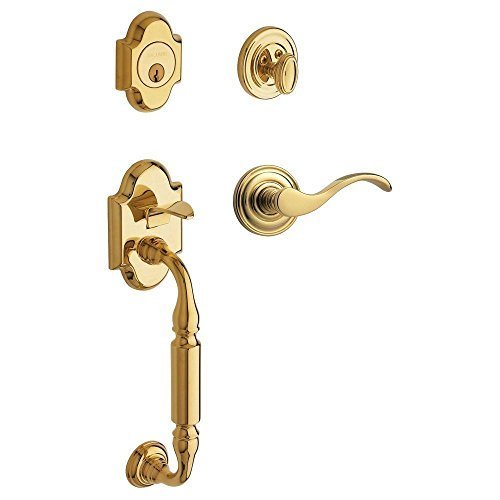 Baldwin 85305.003.LENT Canterbury Sectional Trim Left Hand Handleset with Wave Lever, Lifetime Polished Brass...