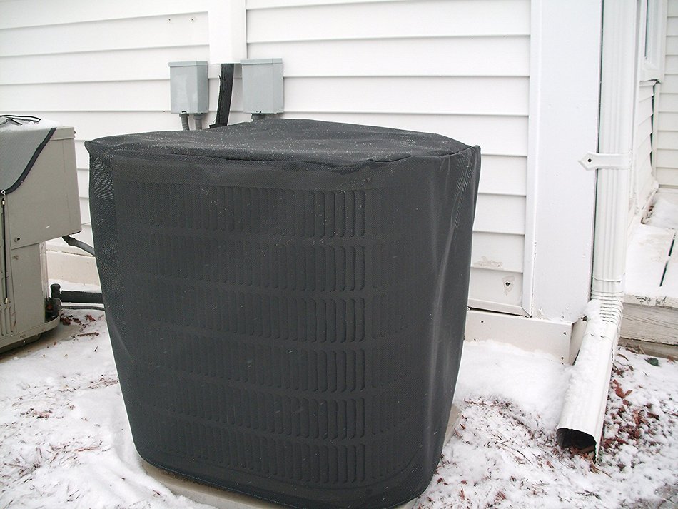 HeavyDuty Beathable Tight Mesh Winter Full Air Conditioner Cover - 24x24x 24 Ht - Black