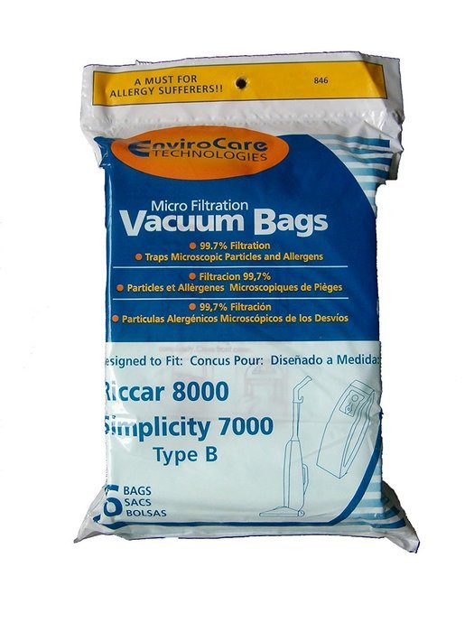 18 Riccar 8000 & Simplicity 7000 Type B Vaccum Bags, Upright, Commercial Vacuum Cleaners, 8000, 7000, 7200, 7250...