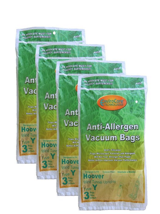 12 Hoover HEPA Allergy Type Y Bags, WindTunnel Upright Vacuum Cleaners, 43655109, 4010100Y, 4010801Y, AH10060DT...