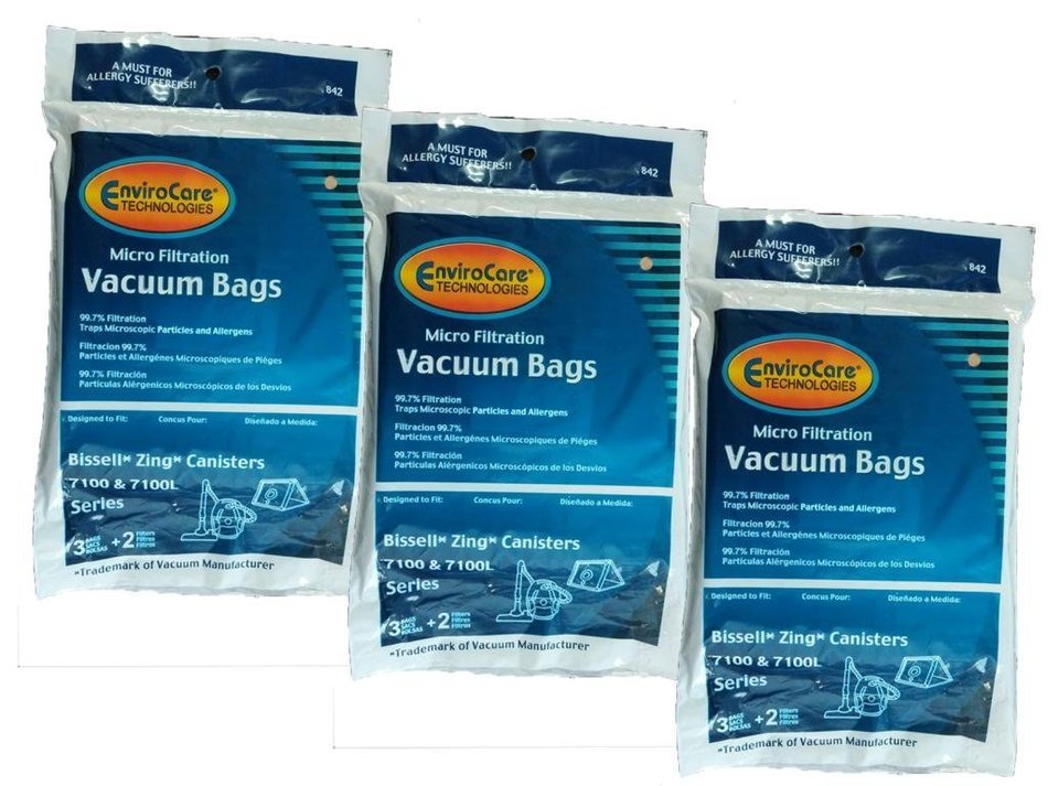 9 (3 pkgs) Bissell Zing Vacuum Bags + Filters Maintenance Kit 3210, Inlet filter 203-7052, 1 Final filter-203-... N2