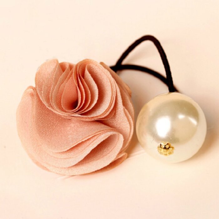 Spritech(TM) Rose Flower Hair Ring with Big Pearl Hair Band Hair Circle for Girl women Hair Accessories Hair Rope N6