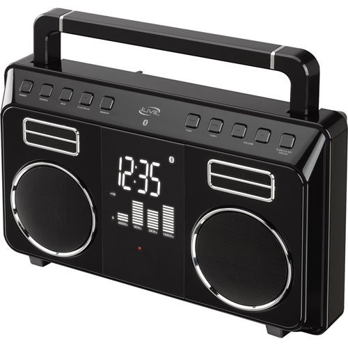 iLive Bluetooth Retro Portable Boombox with Digital FM Radio (PLL) & 20 FM Station Presets, Built-In Rechargeable... N2