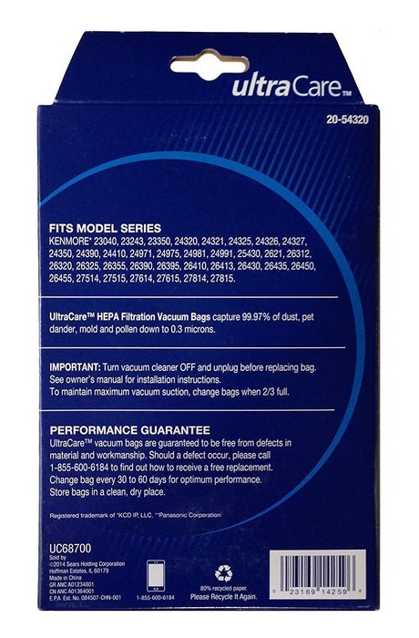 UltraCare - Kenmore & Panasonic HEPA - 2 bags N2