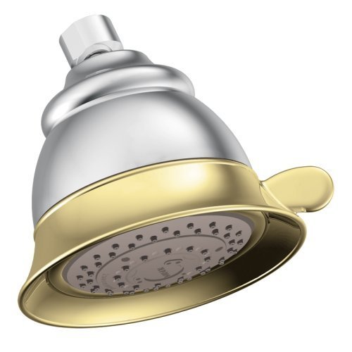 Moen 3838CP Four-Function Shower Head, Chrome and Polished Brass by Moen