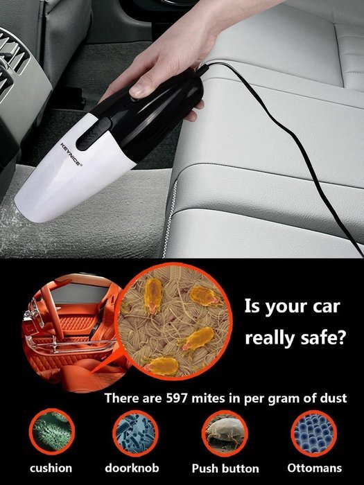 Keynice Car Vacuum Cleaner, 45W 12V Dust Vacuum Portable Handheld Auto Vacuum Cleaner Auto Lightweight Cleaner... N7