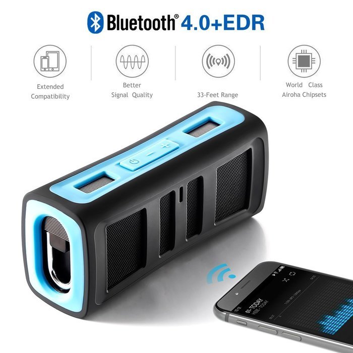 Bluextel 6W Enhanced Bass Portable Bluetooth 4.0 Speakers Waterproof IPX67 Floating Speaker for Outdoor and Shower... N3