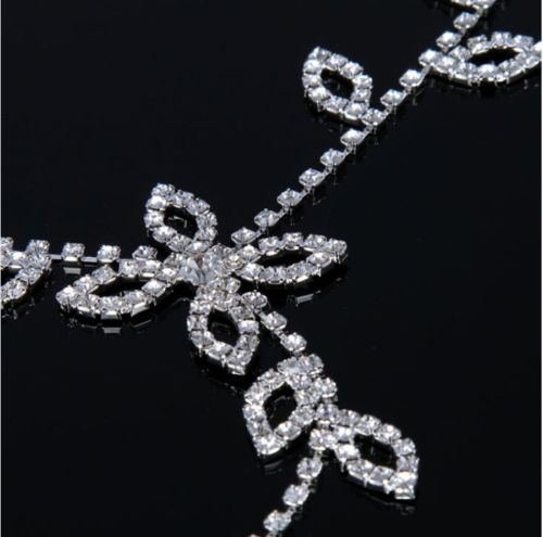 Crystal Rhinestone Leaf Hand Harness Bracelet Slave Chain Link Foot Finger Ring N6