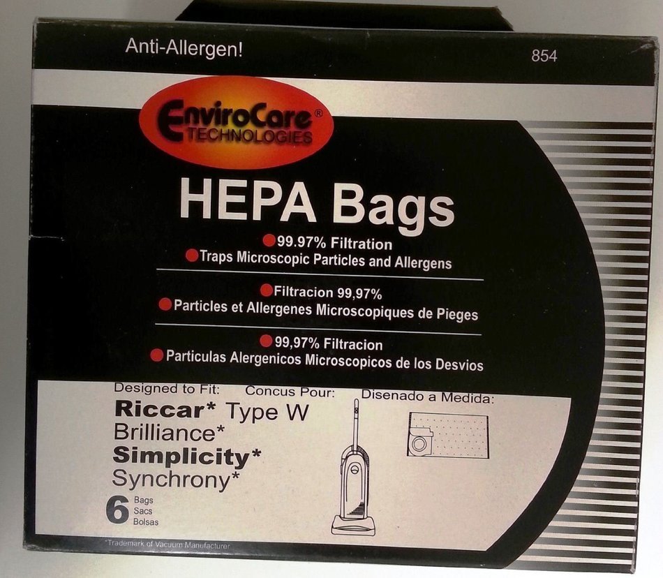 Riccar Type W and Brilliance Simplicity Synchrony HEPA Vacuum Bags 6 pk. by EnviroCare