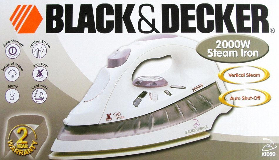 Black & Decker X1050 2200-watt Auto-Shut Off Steam Iron, 220-volt N2