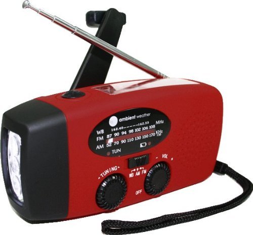 Ambient Weather WR-089 Compact Emergency Solar Hand Crank AM/FM/NOAA Weather Radio, Flashlight, Smart Phone Charger...