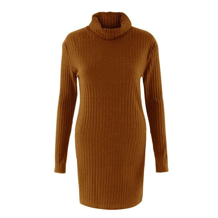 Women Dress,Haoricu Fall Womens Casual Long Sleeve High-collar Solid Jumper Turtleneck Sweater Dress Skirt Coat... N15