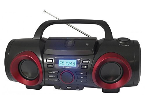 NAXA Electronics NPB-267 MP3/CD Boombox with Bluetooth (Red & Black)