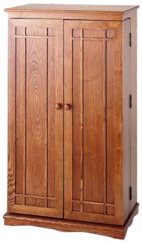 Leslie Dame CD-612W Solid Oak Multimedia Storage Cabinet with Classic Mission Style Doors, Walnut N3