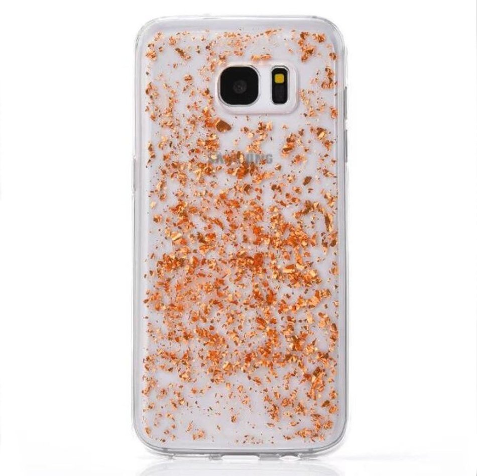 Galaxy S7 Edge Case,UZZO Luxury Sparkle Powder Paillette Bling Flexible TPU Bumper Case Protective Shell Rubber...