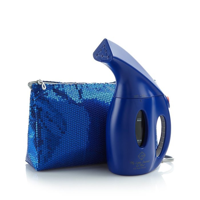 Joy Mangano 900-watt Supreme Steam Go Mini Steamer with Sequin Bag! Blue Sapphire