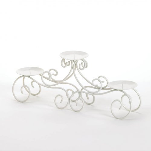Home Locomotion White Iron Tuscan Style Candle Stand