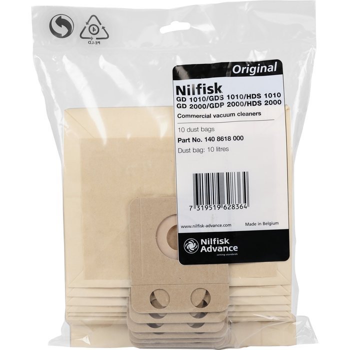 Nilfisk Vacuum Bag fits GD 1010/GDS 1010/HDS 1010 GD 2000/GDP 2000/HDS 2000 VP 300 SALTIX3