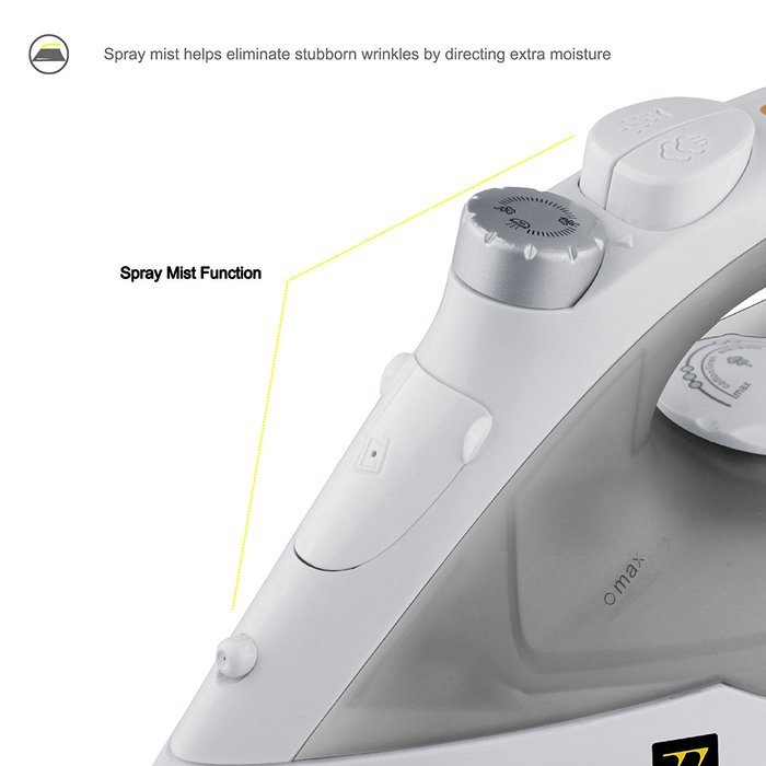 ZZ ES23571 Light Weight Steam Iron with Non-Stick Soleplate, 1200 W, White/Grey N3