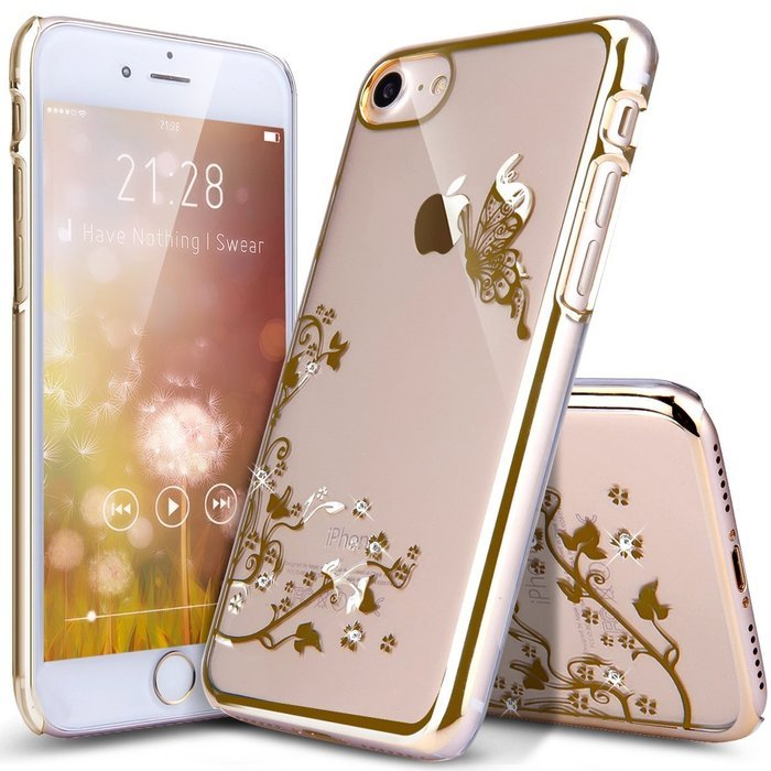 iPhone 7 Case,iPhone7 Case,ikasus Mini Love Heart Glitter Bling Crystal Rhinestone Diamonds Clear Rubber Golden... N118