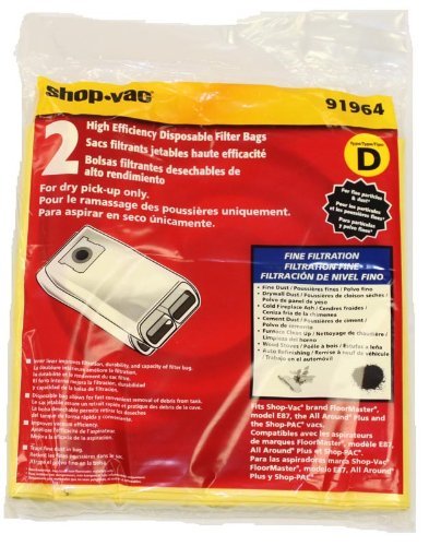 Shop-Vac 91964 Type D, AllAround Plus Collection Bag - Pack of 2, Home Improvement Tool