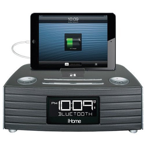 iHome Bluetooth Compact Stereo Dual Alarm Clock Radio with Large Easy to Read Backlit Display N8