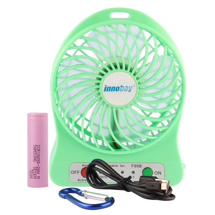 innobay 4-inch Personal Battery Operated Fan Rechargeable with LED Light, Quiet (Black) N21