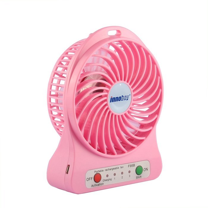 innobay 4-inch Personal Battery Operated Fan Rechargeable with LED Light, Quiet (Black) N25