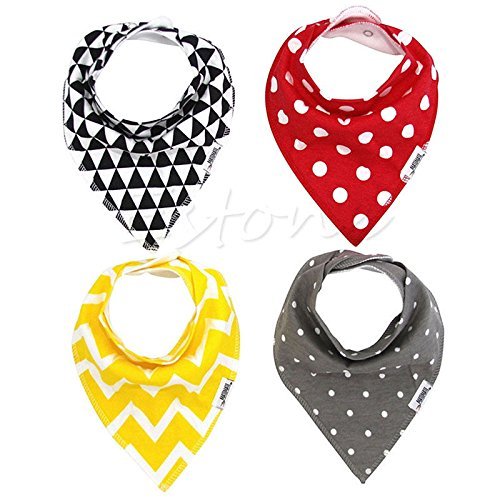 Unisex 4pcs Cotton Baby Feeding Saliva Towel Dribble Triangle Bandana Bibs N8