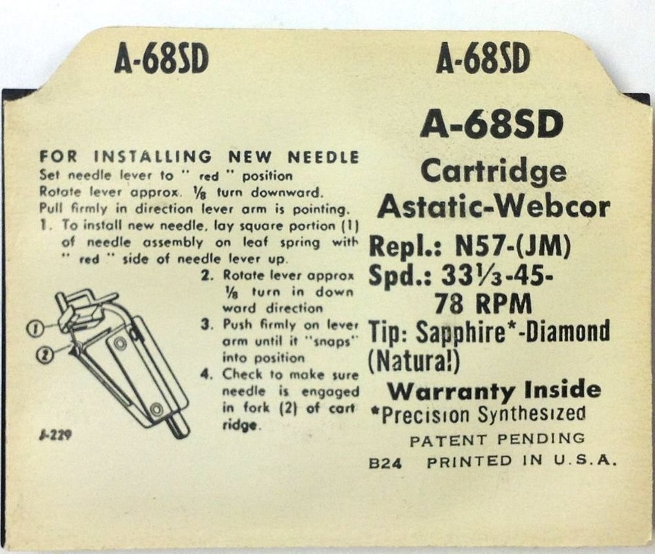 Jensen A-68SD Diamond Phonograph Needle Replacement