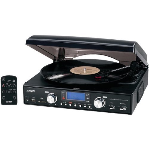 New JENSEN JTA-460 3-Speed Stereo Turntable with MP3 Encoding System