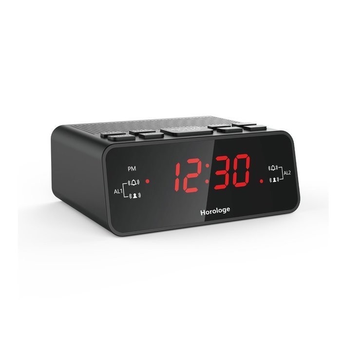 Horologe Alarm Clock Radio with Dual Alarms, AM/FM Radio, 0.6&rdquo; Digital LED Display and Battery Backup in case... N3