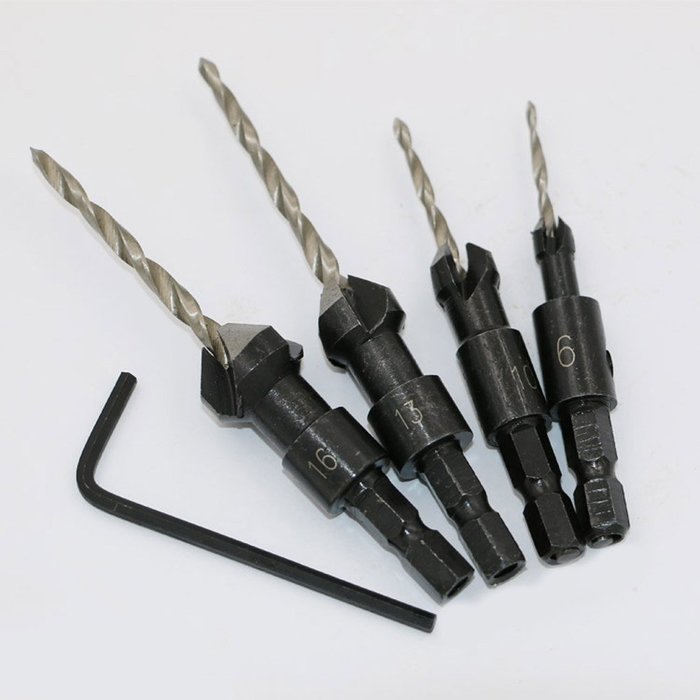 MuLuo 4pcs Countersink Drill Bit Quick Change Hex Shank Screw Tool #6 #10 #13 #16 N3