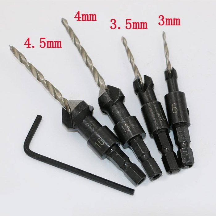 MuLuo 4pcs Countersink Drill Bit Quick Change Hex Shank Screw Tool #6 #10 #13 #16 N4