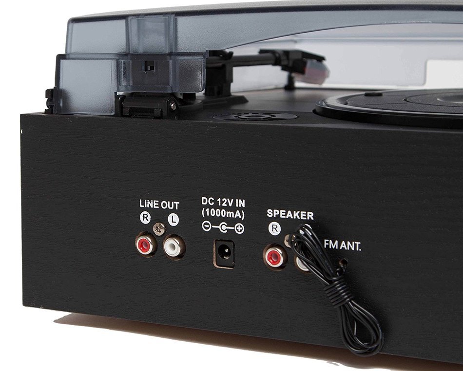 TechPlay ODC194 BK, 3-Speed Turntable & Cassett player W/SD USB, MP3 Encoding System and AM/FM Stereo Radio, with... N4