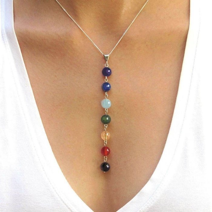 Women Elegant Jewelry 7 Chakra Beads Cute Yoga Reiki Healing Balancing Necklace