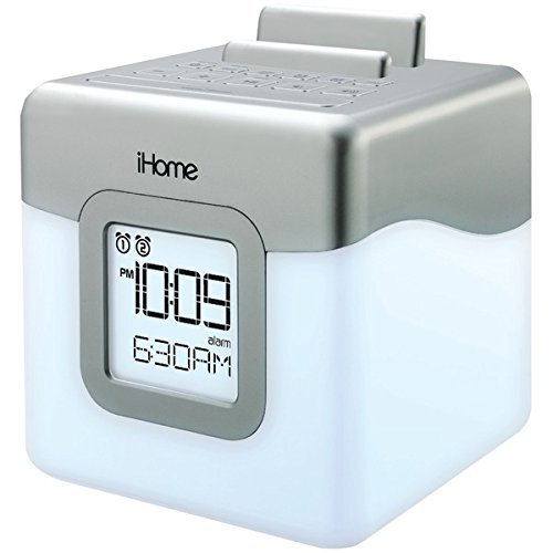 IHOME IHM28WC Color-Changing LED Dual Alarm Clock Radio Speaker System with USB Charging