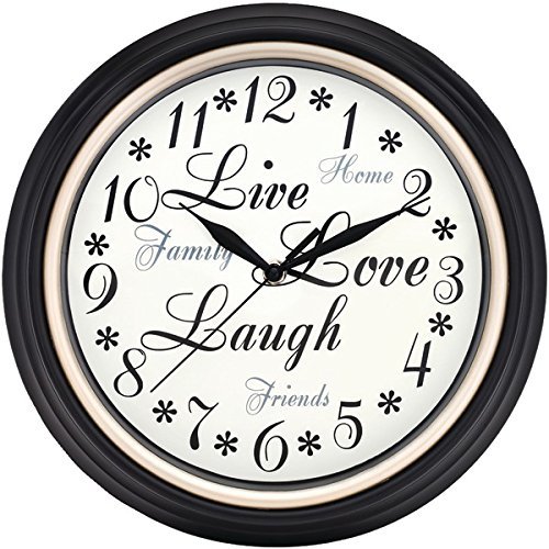 New WESTCLOX 32032 12" Round Live Love Laugh Message Clock