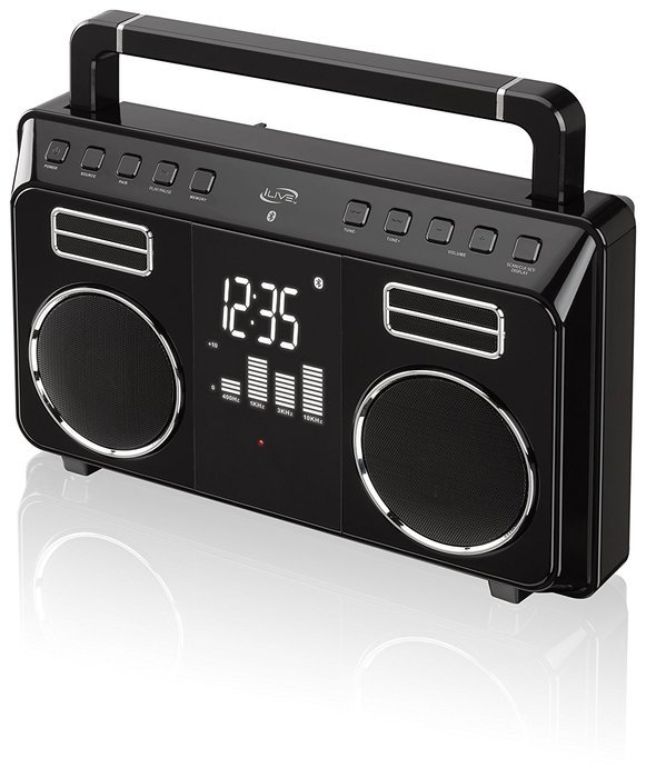 iLive iBB683B Retro Bluetooth Portable Boombox with Digital FM Radio N2