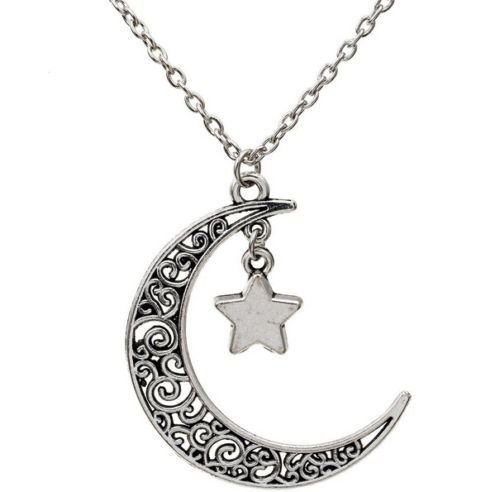 Pendant Moon Charm Necklace Choker Silver Star Chain Jewelry Plated Crescent N6