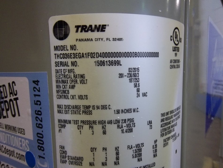AMERICAN STANDARD New Central Air Conditioner Commercial Package THC036E3EGA23P7 ACC-7099 N3