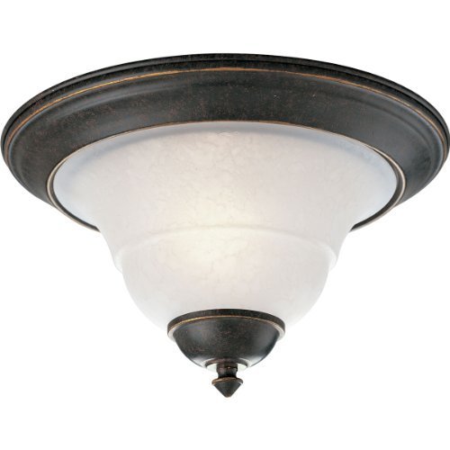 Progress Lighting P3717-84 1-Light Flush Mount with Etched Water Glass, Espresso by Progress Lighting