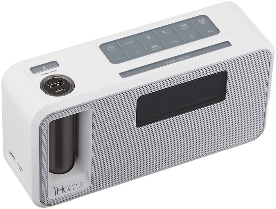 iHome IKN105WC BT Clk Spkph Remv Bty Pk Wht N2