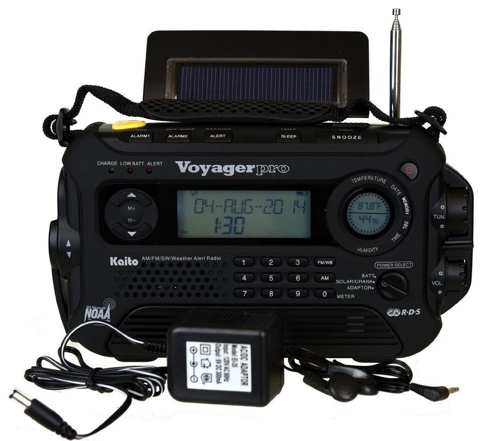 KA600 BLACK Solar/Crank AM/FM/SW NOAA Weather Radio, BONUS AC adapter/charger, Bonus Reel Antenna, 5-LED reading... N3